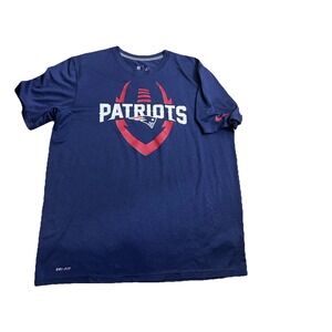 NFL Patriots Nike Dri Fit T Shirt Blue Mens  XL Pats New England Football